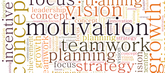 nuvola di parole con al centro il termine motivation